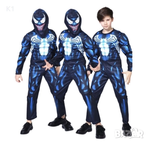 Костюм на Venum Венъм Черен Спайдърмен с маска и мускули, снимка 3 - Образователни игри - 51988551