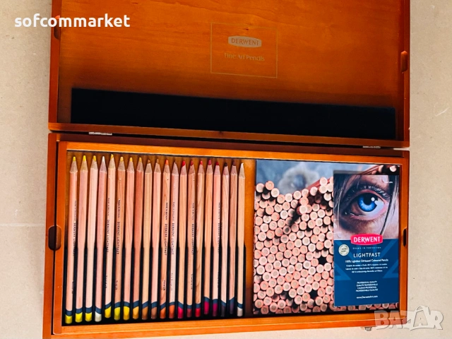 Професионални цветни моливи Derwent Lightfast – Комплект 100 цвята, снимка 3 - Други - 53412583