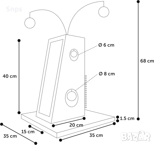 Дърво за драскане за котки Lara 35x35x68 см сиво ФЛАМИНГО, снимка 5 - За котки - 52174046