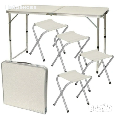 Комплект сгъваема алуминиева маса с 4 стола , снимка 2 - Къмпинг мебели - 53803344