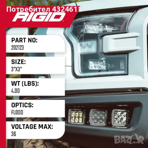 Фарове за офроуд автомобили Amber LED светлини - D Series 2 бр. Rigid, снимка 4 - Аксесоари и консумативи - 48286418