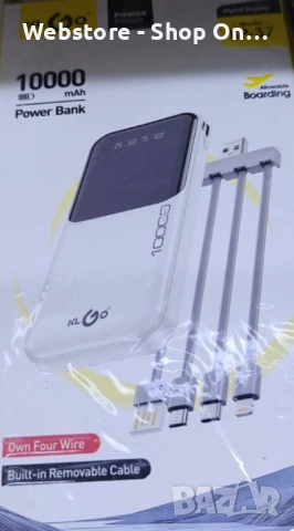Преносима батерия KLGO KP-37, 10000mAh, снимка 4 - Външни батерии - 53582471