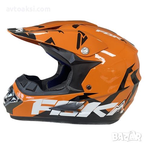 Кросова каска, S/M, оранжева, Шлем за кросов мотор, снимка 2 - Аксесоари и консумативи - 46173448