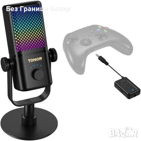 Нов Геймърски безжичен микрофон с RGB светлини, 15ч работа, USB съвместим