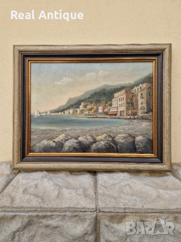 Много добра антикварна авторска майсторска картина масло върху платно , снимка 1