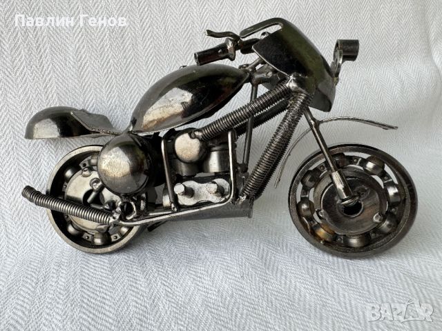 Много красив мотор ръчна изработка , ИЗЦЯЛО МЕТАЛЕН мотоциклет, снимка 6 - Антикварни и старинни предмети - 45081198