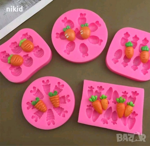 5 вида малки моркова моркови морковчета морков силиконов молд форма фондан шоколад декор
