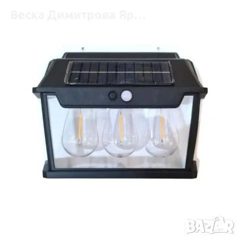 Стенна лампа с 1,2 или 3 LED крушки, сензор за движение и фотоволтаичен панел, снимка 10 - Лед осветление - 47162439