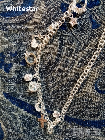 Посребрена дамска гривна за ръка или глезен, снимка 4 - Гривни - 53623032