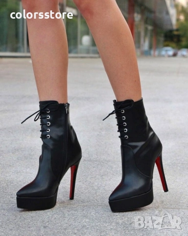 Боти на ток - черна кожа - YSP10 
