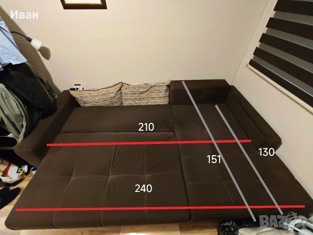 Разтегателен ъглов диван , снимка 3 - Дивани и мека мебел - 54099468