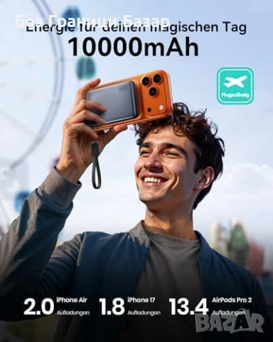 Нова Магнитна външна батерия INIU 10000mAh Qi2 25W USB-C 45W power bank, снимка 5 - Външни батерии - 53877522