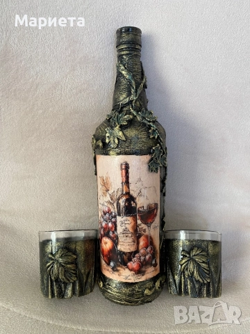Комплект бутилка с две чаши Подарък за повод, снимка 5 - Декорация за дома - 46654273