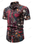 Мъжка лятна модна риза с щампи с къс ръкав, снимка 1 - Ризи - 45026513