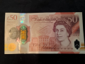Полимерна банкнота от 50 британски паунда от Великобритания, кралица Елизабет II, около UNC, снимка 2