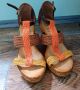 Испански сандали от естествена кожа на танкетка/платформа, 37р, снимка 1