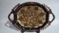 Голям гравиран меден поднос с дръжки, снимка 1