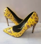 Стилни луксозни дамски обувки жълти номер 39 , снимка 2