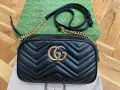 Дамска Чанта Гучи Marmont черна Кожа Автентична Злато Лого ГГ Gucci GG, снимка 2