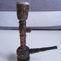 Автентична лула за пушене от дърво и камък на Yao Hill Tribe, снимка 1 - Антикварни и старинни предмети - 45478723