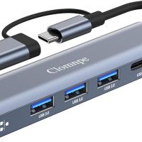 5 в 2 USB хъб Ethernet 1000M, с 3 *USB 3.0 и USB-C порта, снимка 1 - Кабели и адаптери - 45221651