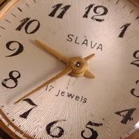 Стар ръчен часовник с позлата и маркировка SLAVA 17 JEWELS за КОЛЕКЦИЯ 44834, снимка 5 - Антикварни и старинни предмети - 45382370