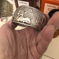 Уникална ,рядка сребърна гривна ковано сребро Египет , снимка 5 - Гривни - 45150381