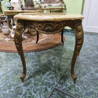Уникална антикварна френска бронзова маса с плот от оникс , снимка 2 - Антикварни и старинни предмети - 44967576