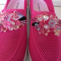 Дамски спортни обувки в розов цвят с камъни, снимка 3 - Дамски ежедневни обувки - 45900785