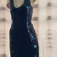 XL Черна къса  рокля с черни пайети , снимка 4 - Рокли - 45716692