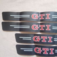 Качествени черен карбон стикери за прагове с лого GTI за кола автомобил джип + подарък , снимка 5 - Аксесоари и консумативи - 45682130