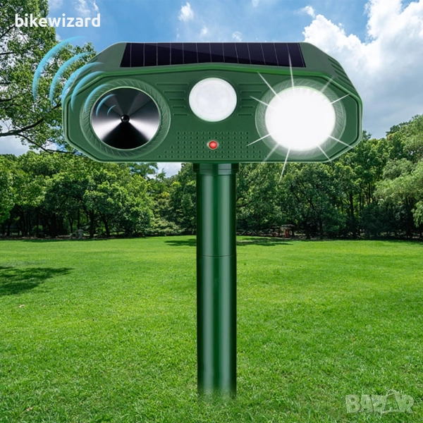 Ултразвуков соларен репелент за животни IP54 водоустойчив 3 режима НОВ, снимка 1