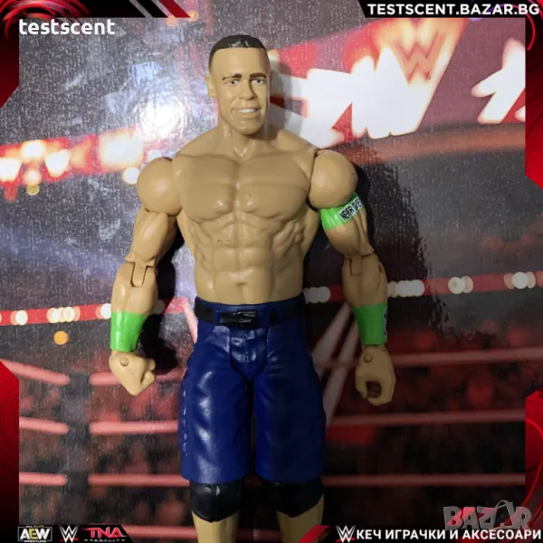 Екшън фигура WWE John Cena Джон Сина Mattel Basic Blue Cargo Green Bands figure играчка, снимка 1