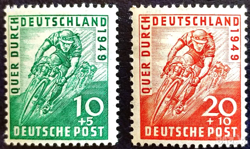 Германия, 1949 г. - пълна серия чисти марки, спорт, 5*12, снимка 1