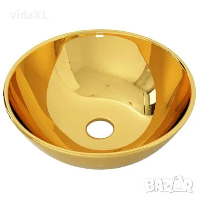 vidaXL Мивка, 28x10 см, керамична, златиста（SKU:143490）, снимка 1