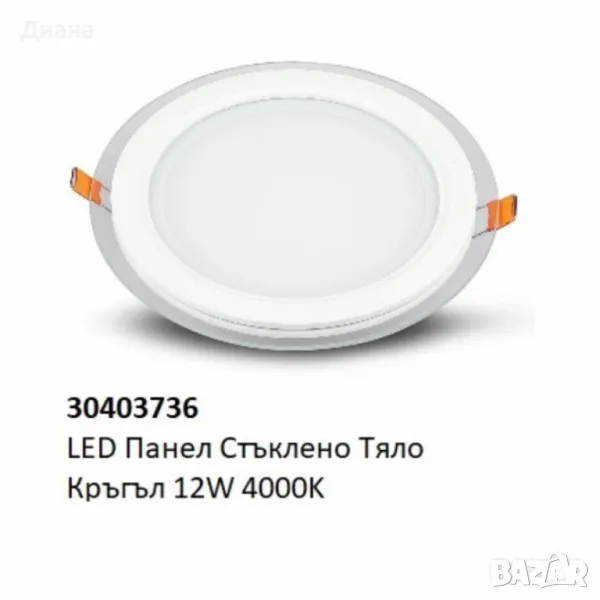 LED панел със стъклено тяло – 6W, 12W, 18W (4000K/7000K), снимка 1