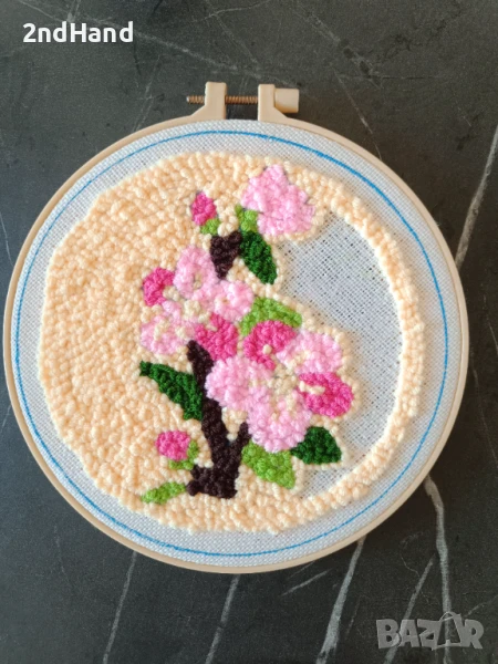 Пънч /фъкана бродерия пано с цветя, снимка 1