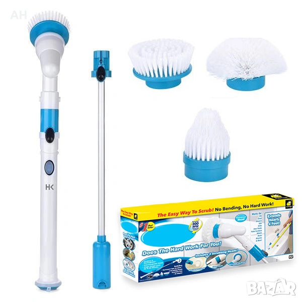Електрическата четка за почистване на баня с дръжка за удължаване, снимка 1