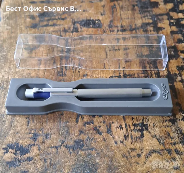 ролер Марксман Marksman rollerball pen метален, за писане, масивен с гумена синя част за хващане, снимка 1