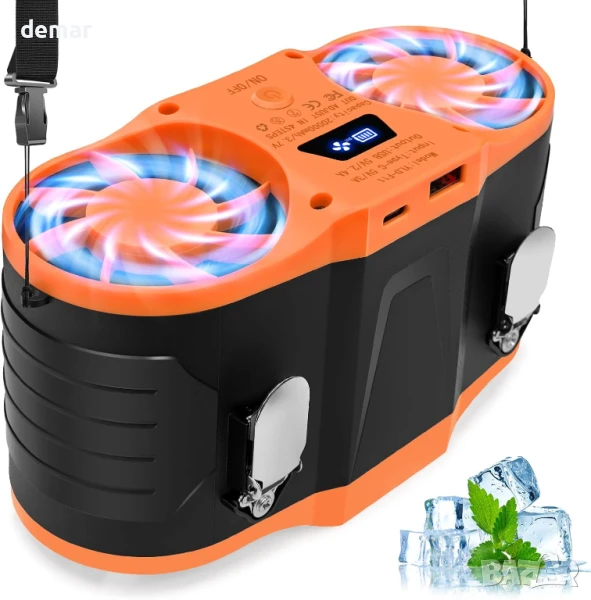 FERNIDA Преносим вентилатор за кръста/висящ на врата, акумулаторен 20000mAh, снимка 1