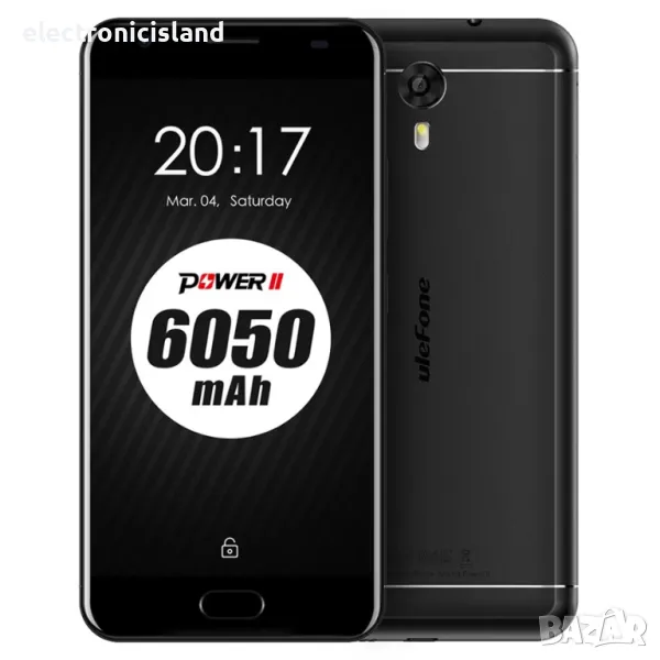 Отличен смартфон Ulefone Power 2, Octa Core, 4GB RAM + 64GB, 6050 mAh Батерия, 16MP, Dual Sim, Черен, снимка 1