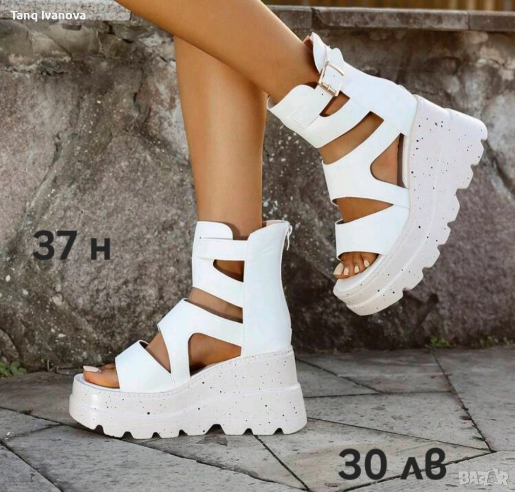 Дамски фешън кожени сандали, снимка 1