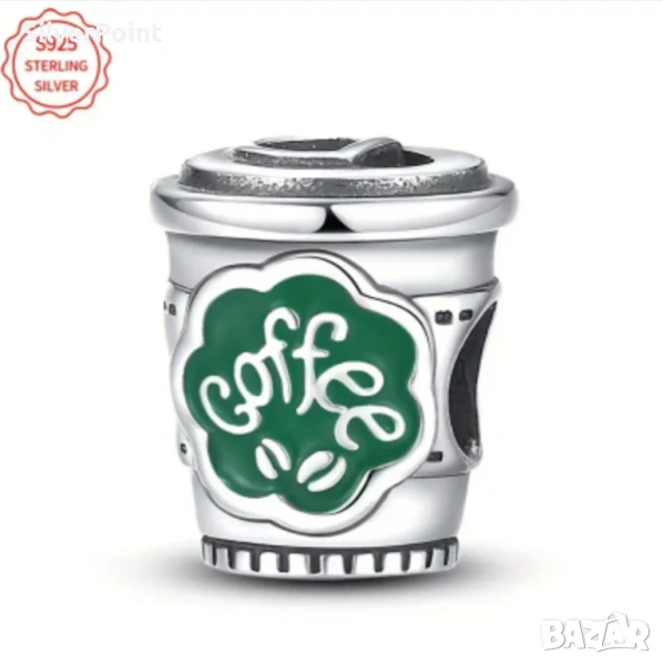 Сребърен талисман за Пандора Кафе, снимка 1