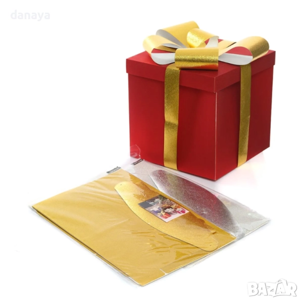 6216 Декоративна картонена кутия Подарък за украса и декорация, 30 см, снимка 1