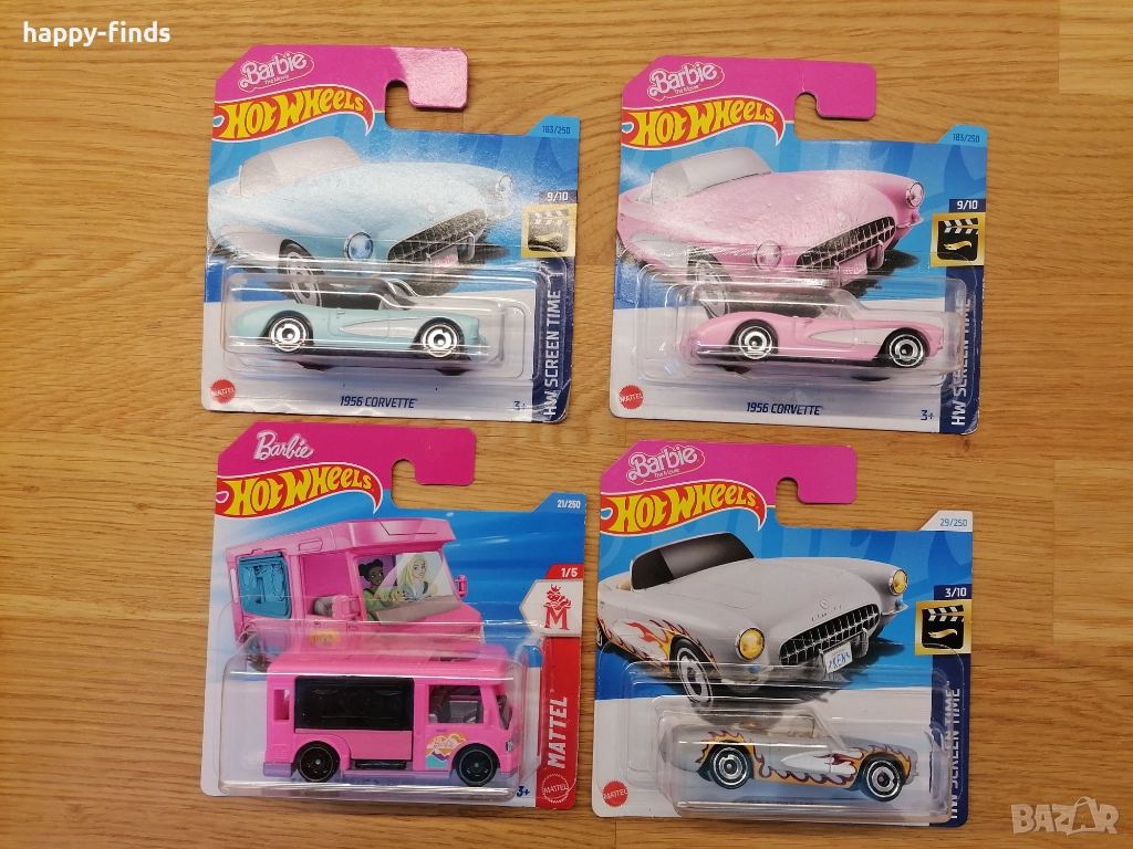 Hot Wheels Barbie + HW Screen Time – 4 бр., снимка 1