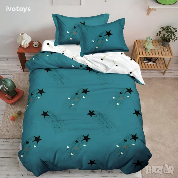 Двулицево спално бельо с ластик (размер за приста), 4 части - Модел WS14557, снимка 1