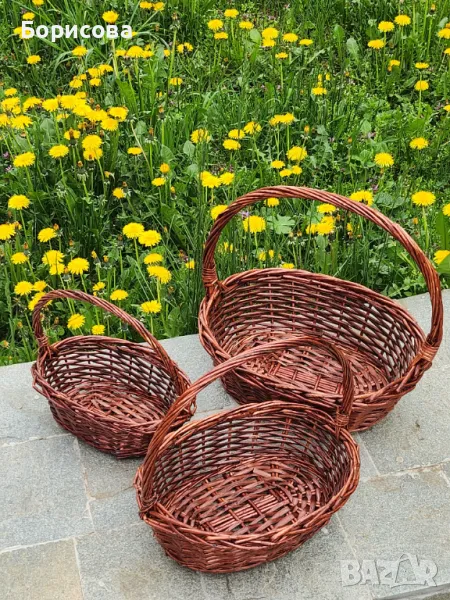 Овални кафяви плетени кошници, снимка 1