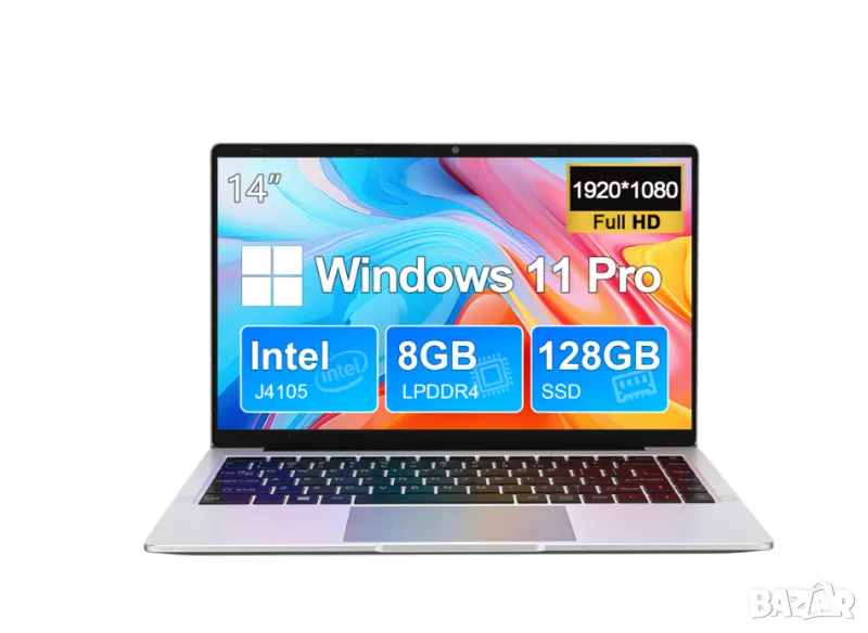 💻 Лаптоп 14" Full HD / 8GB RAM / SSD 128GB / Windows 11 Pro – Готов за работа!, снимка 1