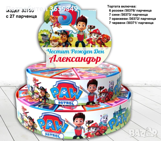 Хартиена картонена торта със или без пълнеж за детски рожден ден, снимка 4 - Други - 50418452