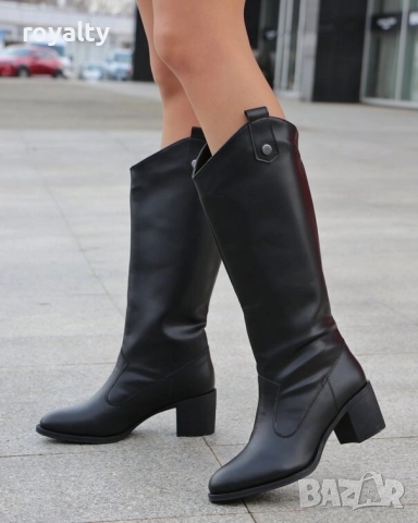 Ботуши на ток - черна кожа